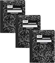 Mead Composition Notebook, 3 Pack, College Ruled Paper, 7-1/2" x 9-3/4", 100 Sheets per Comp Book, Black Marble (38111)
