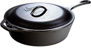 Lodge Pre-Seasoned Cast Iron Covered Deep Skillet, 5 Quart