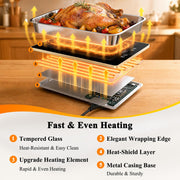 FYY Electric Warming Tray, 13 Temperature Settings, 3-Panel Black