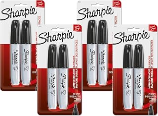 Sharpie Permanent Markers, Chisel Tip, Black, 8 Count