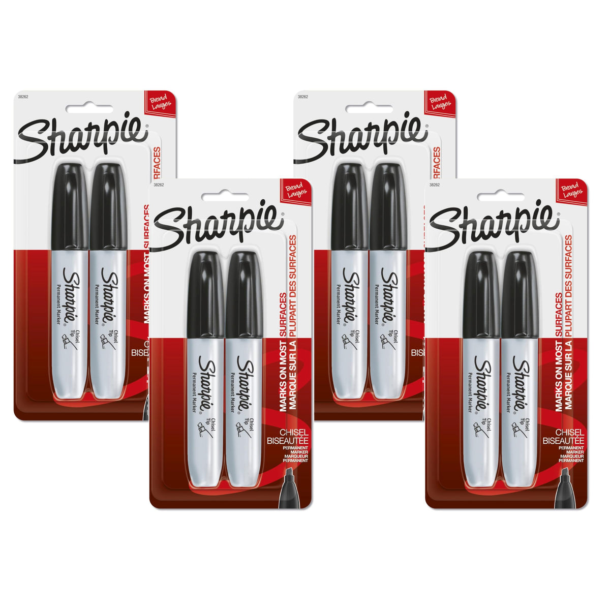 Permanent Markers by Sharpie – 1 Count (Pack of 8), Black, Pack of 4, Model 38262PP4PK