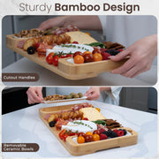Bambusi Charcuterie Board Set, Bamboo Serving Tray with Utensils, Natural