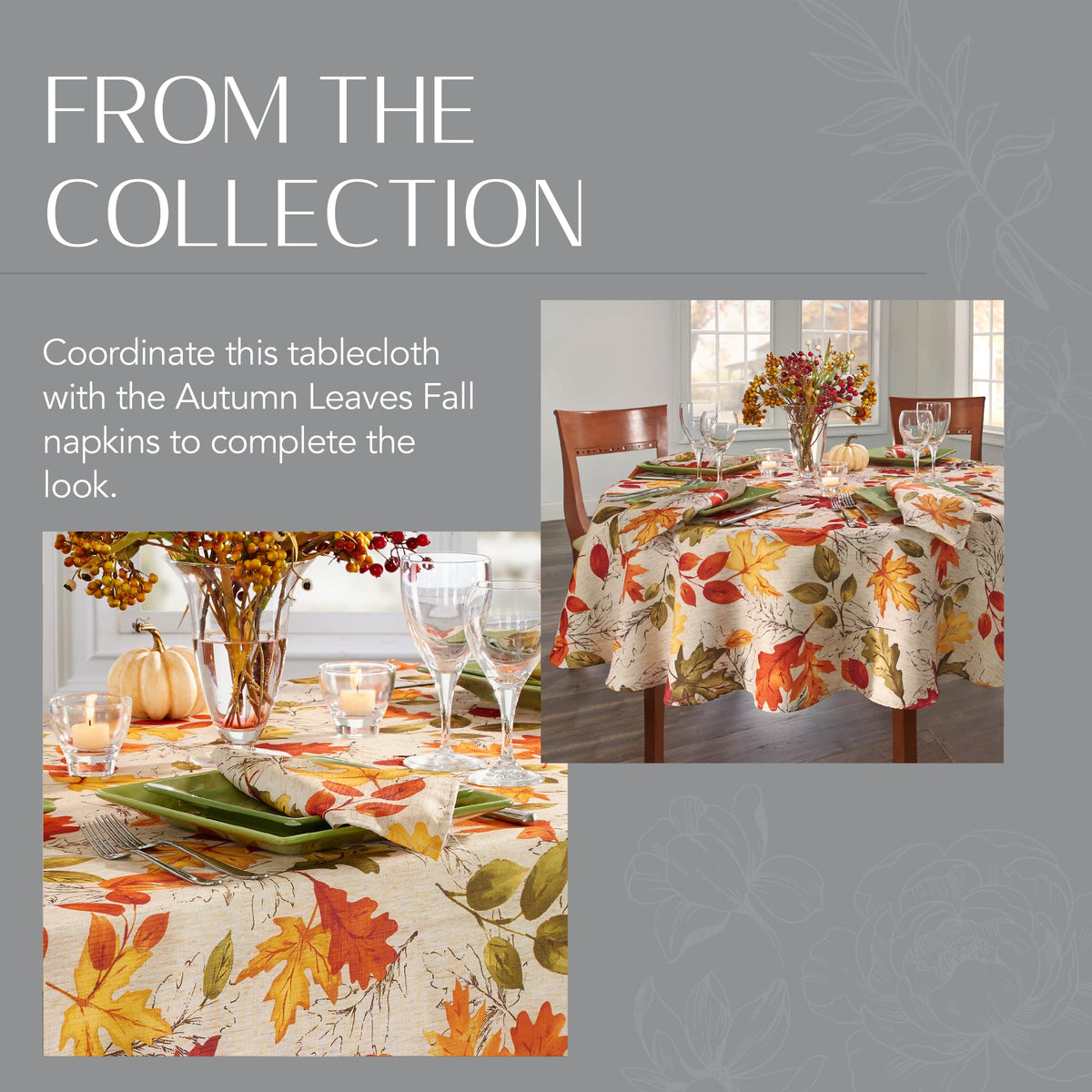 Threadmade Autumn Leaves Tablecloth, 60 x 84 Inch, Multicolor