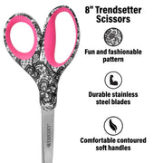 Trendsetter Straight Lace Pattern Scissor by Westcott – 8", Plastic, Multi, Model 16660