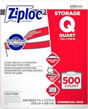 SC Johnson Professional Ziploc Quart Food Storage Bags, Grip 'n Seal Technology for Easier Grip, Open, and Close, 500 Count, Medium (Pack of 8, 4000 Count Total)