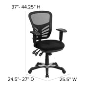 Nicholas Mid-Back Black Mesh Multifunction Executive Swivel Ergonomic Office Chair with Adjustable Arms by Flash Furniture – 4 Pack, Model 4-HL-0001-GG