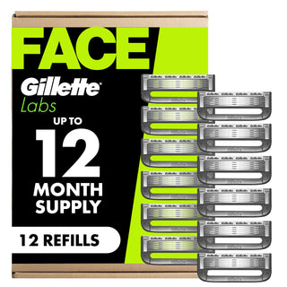 Labs Shaving Razor Blade Refills for Men by Gillette – 12 Count (Pack of 1), Black