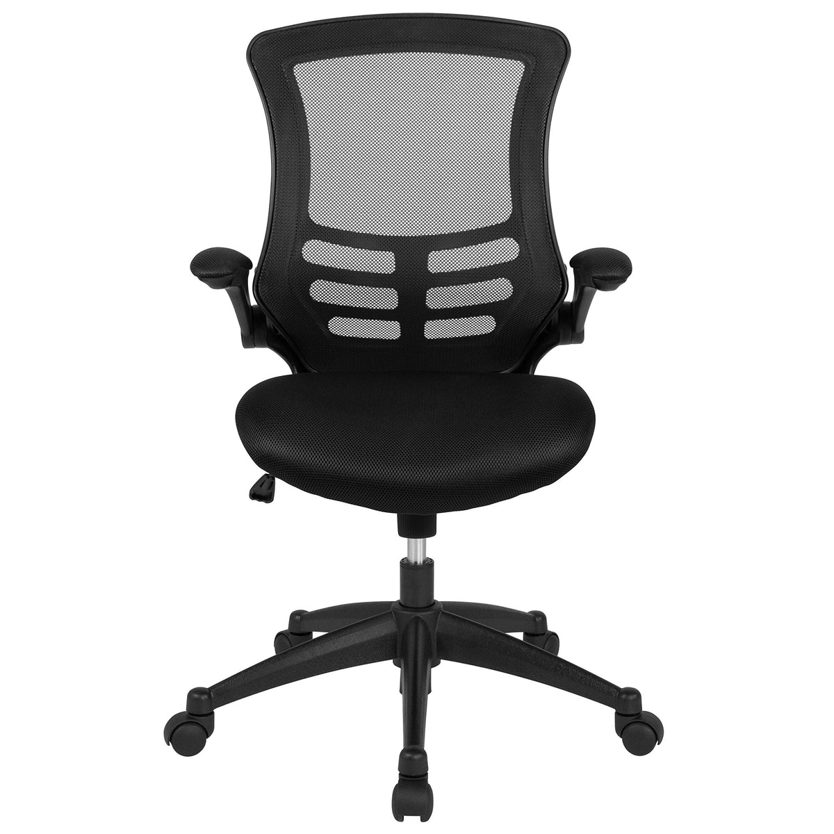 Mesh Swivel Ergonomic Office Chair by Flash Furniture – Set of 5, Mesh, Metal, Foam, Leather/Faux Leather, Plastic, Black Mesh, Pack of 5, Model 5-BL-X-5M-BK-GG