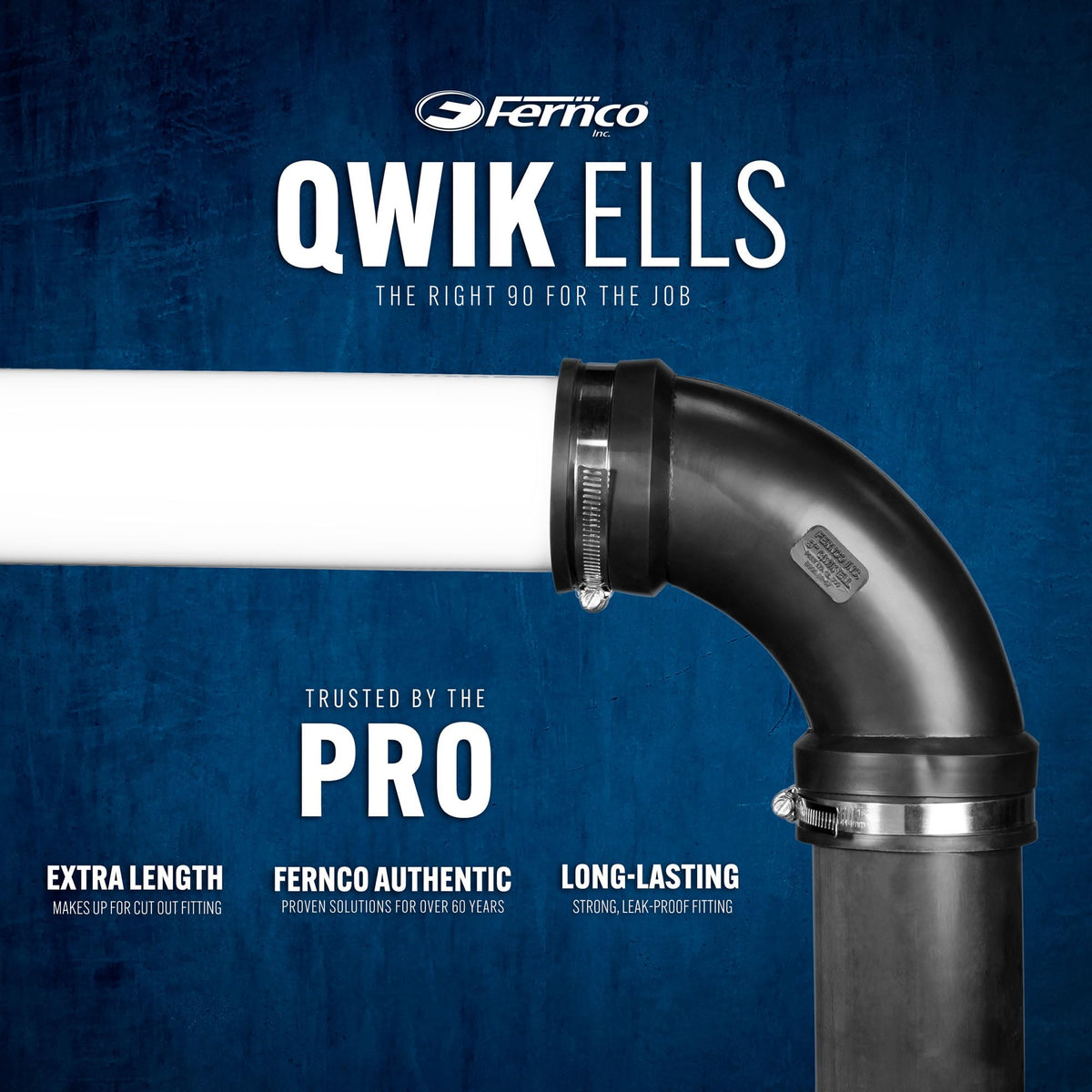 QL-200 Qwik Ells by Fernco – 2 In., Polyvinyl Chloride, Black, Model PQL-200