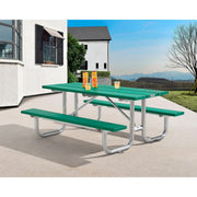 Outdoor 8'L Rectangular Picnic Table by Global Industrial – Recycled Plastic & Steel, Green, Model 271675GN