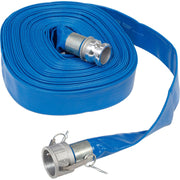 2" x 100' PVC Lay Flat Discharge Hose w/C x E Aluminum Cam & Groove Fittings by Apache – 15"L x 15"W x 3"H, Polyvinyl Chloride (PVC), Blue, Model 98138053