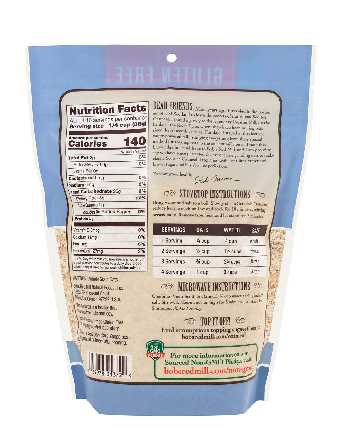 Bob's Red Mill 20 Ounce (Pack of 1) / Resealable / No Color Breakfast Foods