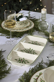 Holiday Carved Divided Dish by Lenox – 1 Count, 24 fluid_ounces, Porcelain, Multicolor, Model 899166