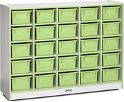 Jonti-Craft Rainbow Accents 0426JCWW130 25 Cubbie-Tray Mobile Storage - with Trays - Key Lime Green