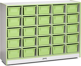 Jonti-Craft Rainbow Accents 0426JCWW130 25 Cubbie-Tray Mobile Storage - with Trays - Key Lime Green