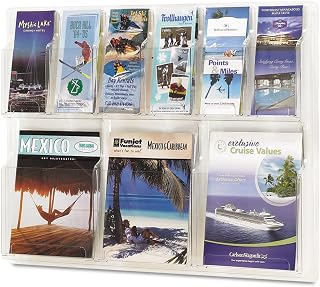 Safco 5605CL Reveal Literature Display, 3 Magazine and 6 Pamphlet, Clear,22.2"x30"x2"