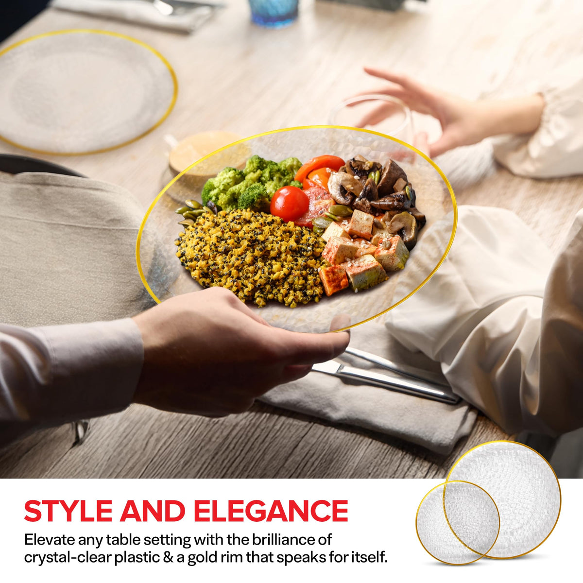 Stock Your Home 60 Pack / Clear and Gold / Classic Plates