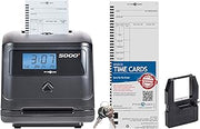 Pyramid Time Systems Model 5000 Auto Totaling Time Clock - Black | Employee In/Out Time Tracker for Small Business, Includes 25 Time Cards, 1 Ink Ribbon Cartridge, 2 Security Keys, User Guide
