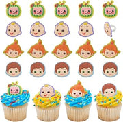 CoComelon Playtime Rings | 24 Cupcake Toppers Featuring JJ, YoYo & Tom Tom | DecoPac CoComelon Cake Decorations, Food Safe & Ready To Use - 24 Pack