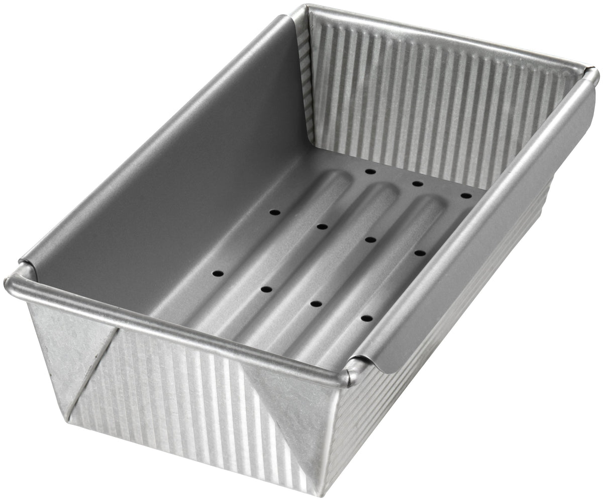 Bakeware Aluminized Steel Meat Loaf Pan with Insert by USA Pan – 10 x 5 x 3", 3 inches, Steel, Aluminized Steel, Model 1157LF-6