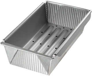 Bakeware Aluminized Steel Meat Loaf Pan with Insert by USA Pan – 10 x 5 x 3", 3 inches, Steel, Aluminized Steel, Model 1157LF-6