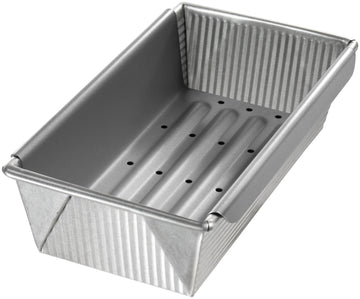 Bakeware Aluminized Steel Meat Loaf Pan with Insert by USA Pan – 10 x 5 x 3", 3 inches, Steel, Aluminized Steel, Model 1157LF-6
