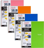 Five Star Spiral Notebook, 1 Subject, Graph Ruled Paper, 100 Sheets, 11" x 8-1/2", Color Will Vary, 4 Pack (06190)
