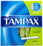 Tampons with Flushable Cardboard Applicator - Super - 20 ct by Tampax – Cardboard, Pack of 20, Model 7301000882