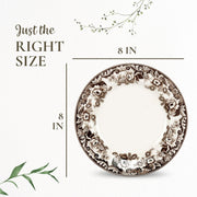 Spode Delamere Earthenware Salad Plates, 8 Inch Diameter, Set of 4, Brown and White