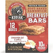 Kodiak Cakes Soft Baked Sandwich Breakfast Bar, Cinnamon Oat & Apple, High Protein, 100% Whole Grains, 12 boxes with 4 bars each (48 bars total)