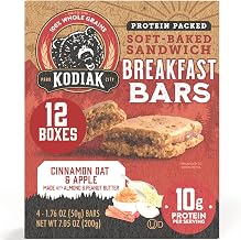 Kodiak Cakes Soft Baked Sandwich Breakfast Bar, Cinnamon Oat & Apple, High Protein, 100% Whole Grains, 12 boxes with 4 bars each (48 bars total)