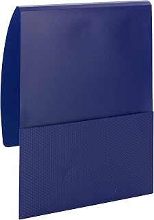 SMEAD Vertical File Folders Letter Size, Plastic Pocket, 5 Pack, Dark Blue | Slide in 100 sheets, fold the tuck flap over, and drop it in a backpack. A front card slot labels the proposal inside.
