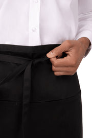 Unisex Reversible Server Apron by Chef Works – One Size, Polycotton, Black, Model REVF24