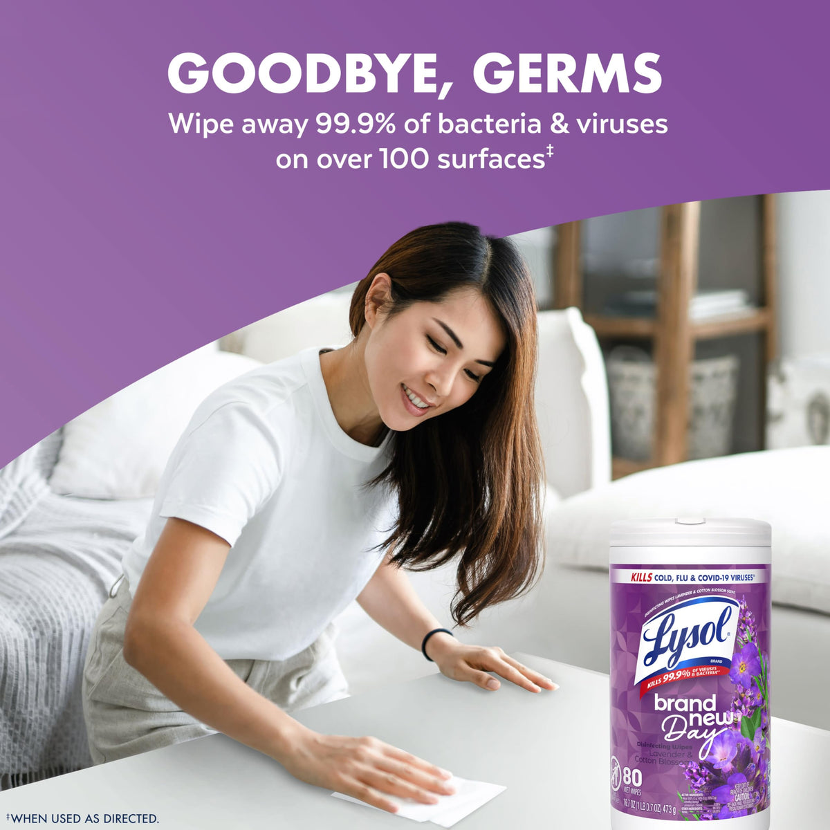 Lysol 80 Count (Pack of 4) / Mango + Lavender / 1 Disinfectant Wipes