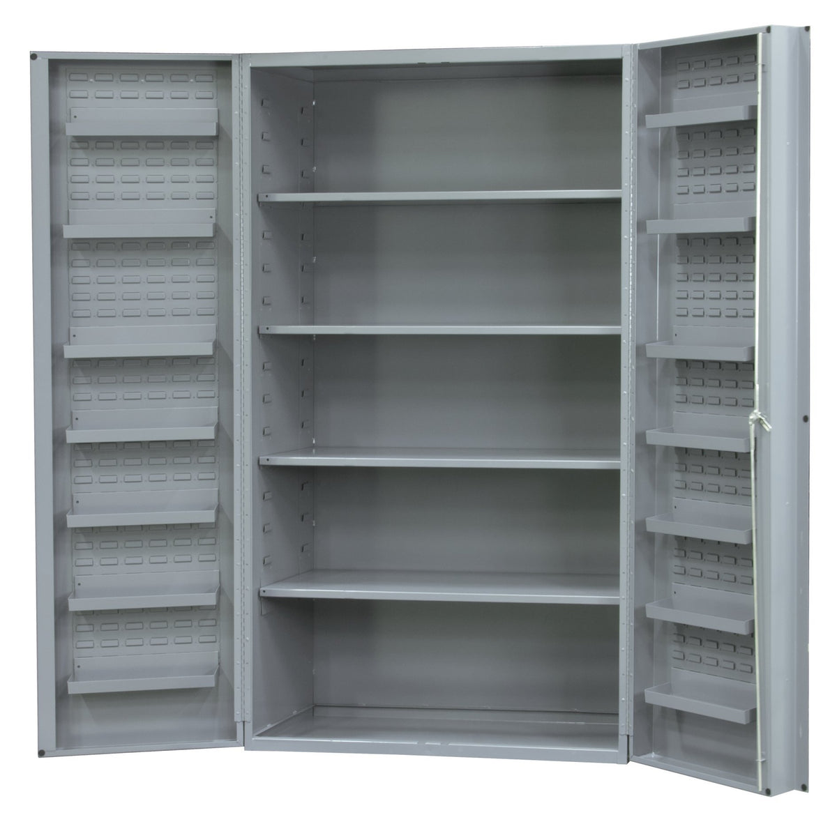 Heavy Duty Welded 14 Gauge Steel Cabinet with 12 Door Shelves by Durham – 36 x 24 x 72 inches, Alloy Steel, Grey, Model DC36-4S12DS-95