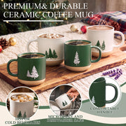 Bokon Christmas Tree Coffee Mugs, 16 oz Ceramic Cups, Set of 4