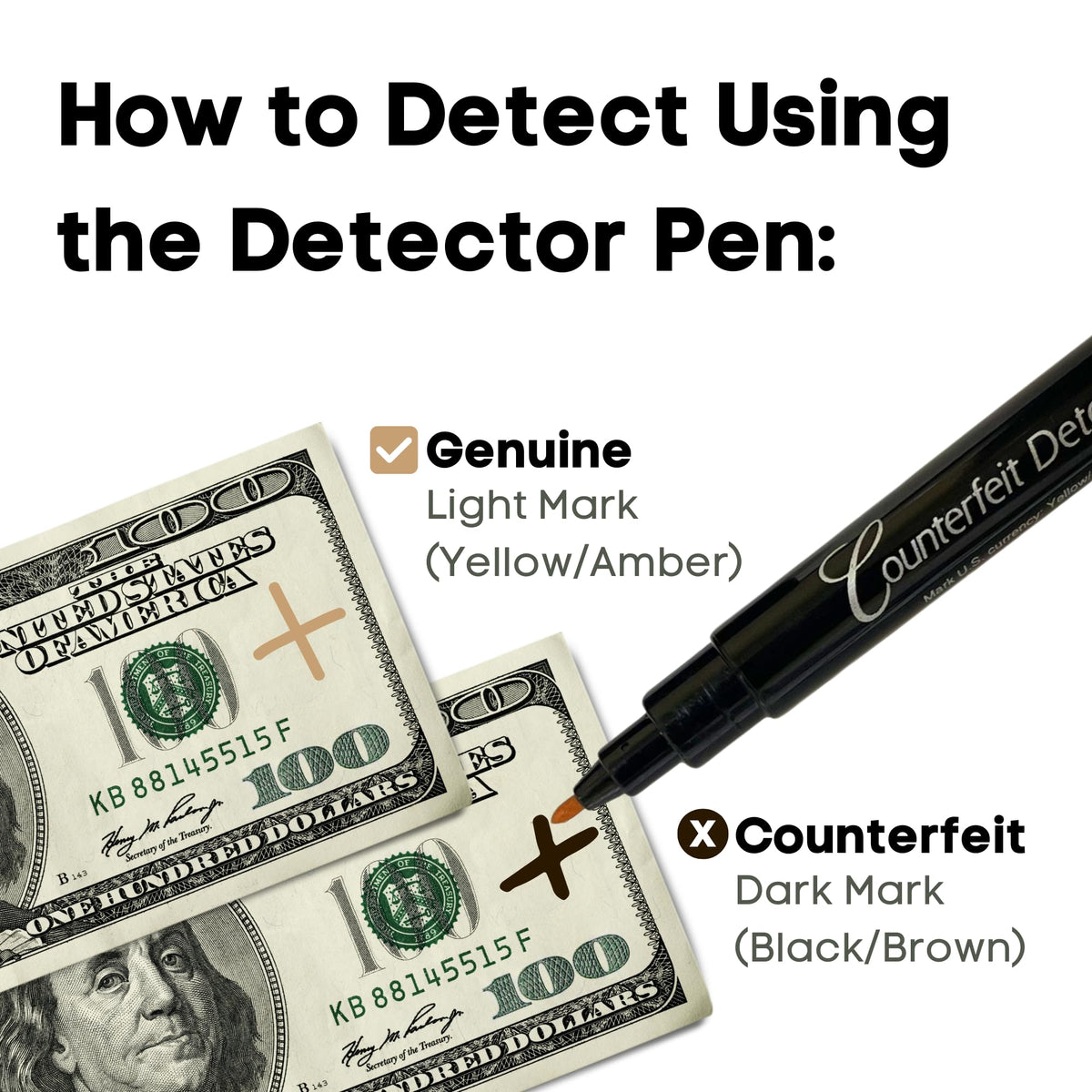 Dual Test Counterfeit Money Detector Pen by Dri Mark – 1 UV UV Light 3 Pen, Model 351UVB-DMAZ