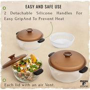 Moss & Stone Glass Casserole Set with Lids, Borosilicate, Clear Yellowish, 3 Count
