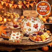 GLOFAVOR Thanksgiving Dinnerware Set, 100 Pieces, Fall Prints