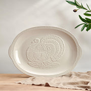 Mikasa Italian Countryside Stoneware Turkey Platter, 18 Inch, Cream