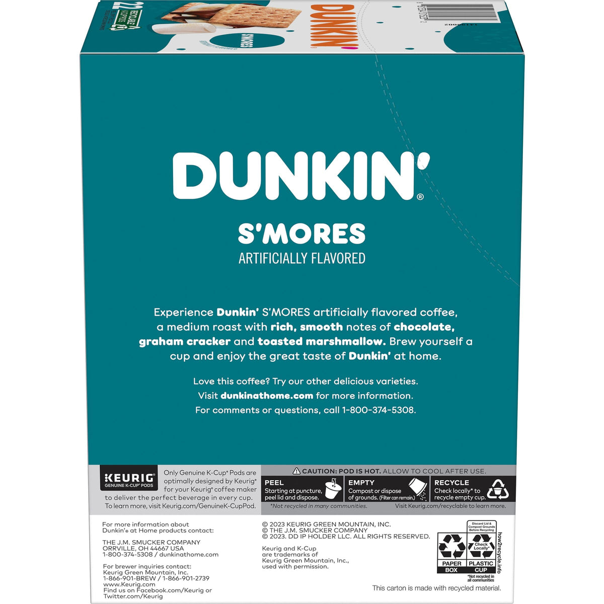 Dunkin’ S’mores Flavored Coffee by Dunkin' K Cups – 22 Count (Pack of 4), Pack of 4