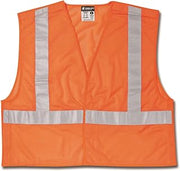 MCR Safety CL2MOX2 Class 2 Polyester Safety Vest with 2-Inch Silver Stripe, Fluorescent Orange, 2X-Large