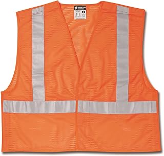 MCR Safety CL2MOX2 Class 2 Polyester Safety Vest with 2-Inch Silver Stripe, Fluorescent Orange, 2X-Large