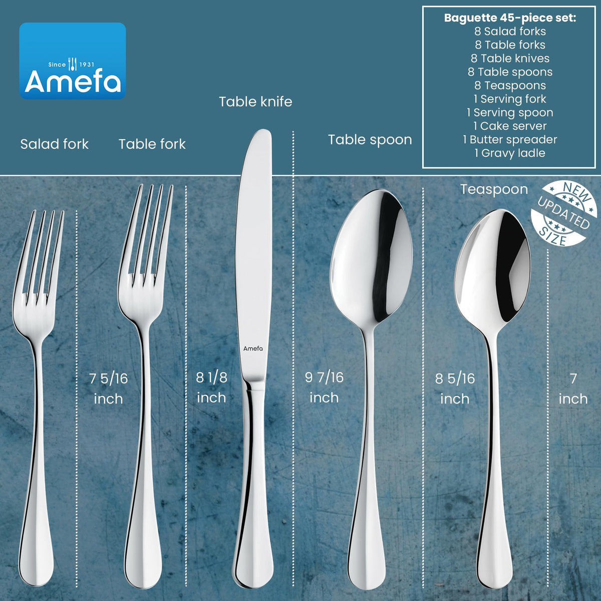 Amefa Cuba / 3.35" H x 9.84" L x 4.5" W / Formal Dinner Knives