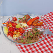 FOYO Round Tempered Glass Divided Platter, 10 Inch, Set of 2
