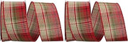 Reliant Ribbon Country Plaid Twill Weave Wired Edge Ribbon, 2-1/2 Inch X 10 Yards, Red/Green (Pack of 2)