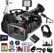 Panasonic AG-CX350 4K UHD Professional Handheld Camcorder with 20x Optical Zoom | 10-Bit HDR V-Log HLG Recording (AG-CX350) w/Padded Case, 128 GB Card, Tripod, Mic, External 4K Monitor and More