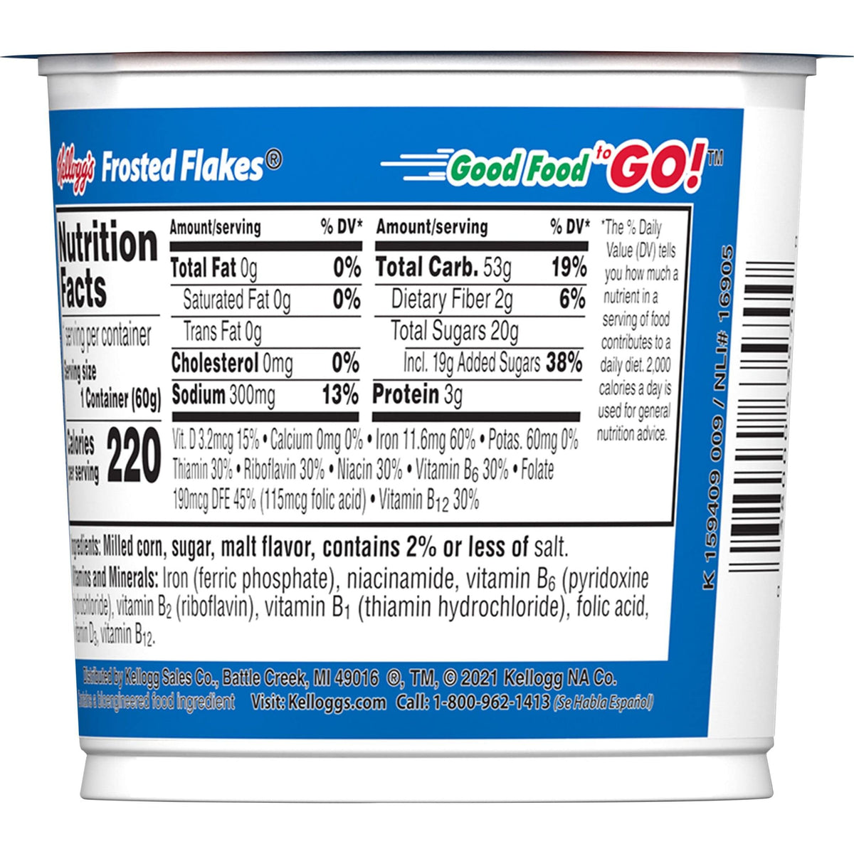Kellogg's Frosted Flakes Original / 2.1 Ounce (Pack of 12) / Frosted Frosted Flakes Breakfast Foods