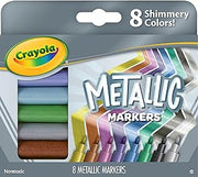 Crayola Metallic Markers (8ct), Cute School Supplies for Kids & Teachers, For White & Black Paper, 3+