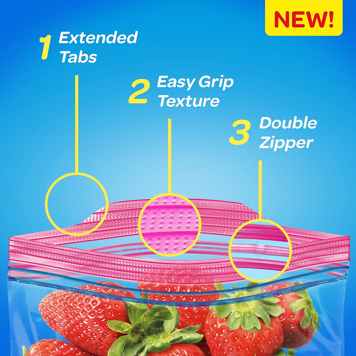 Double Zipper Storage Bags by Ziploc – One Size, 1.0 gallons, Plastic, Clear, Pack of 250